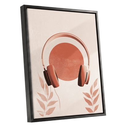 Terracotta Sound, beige, orange, red minimalist wall art shown as a black framed canvas wall art