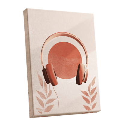 Terracotta Sound, beige, orange, red minimalist wall art shown as a stretched canvas wall art