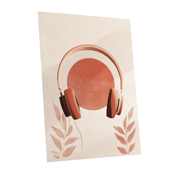 Terracotta Sound, beige, orange, red minimalist wall art shown as a unframed poster wall art print