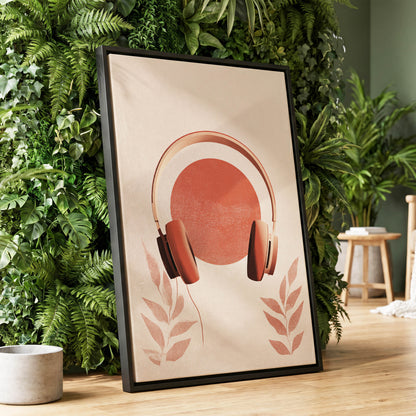 Terracotta Sound, beige, orange, red minimalist wall art displayed in a styled interior, gallery view 1