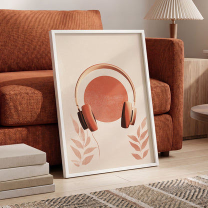 Terracotta Sound, beige, orange, red minimalist wall art displayed in a styled interior, gallery view 6