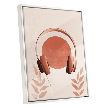 Terracotta Sound, beige, orange, red minimalist wall art shown as a white framed canvas wall art