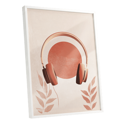 Terracotta Sound, beige, orange, red minimalist wall art shown as a white framed poster wall art print
