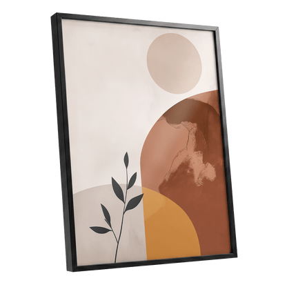 Terracotta Stillness, beige, brown, orange nature wall art shown as a black framed poster wall art print