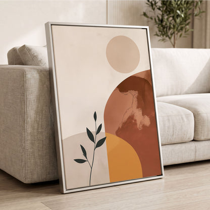 Terracotta Stillness, beige, brown, orange nature wall art displayed in a styled interior, gallery view 2