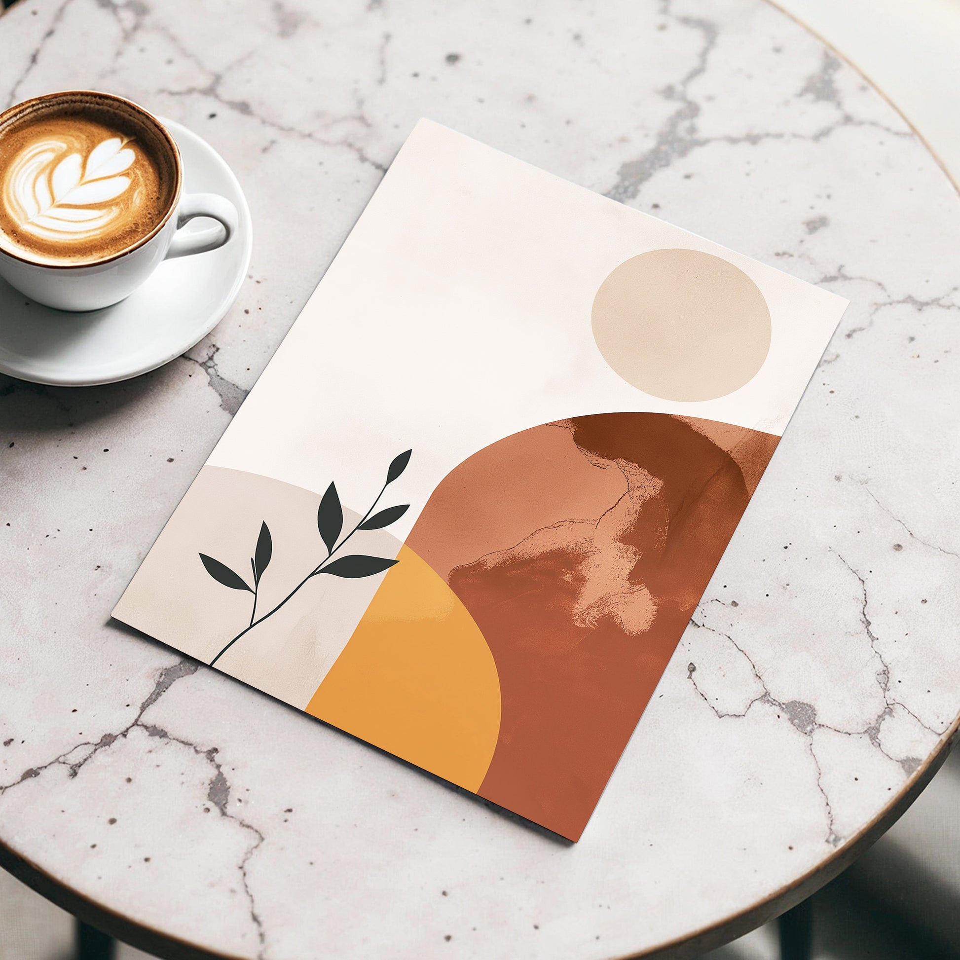 Terracotta Stillness, beige, brown, orange nature wall art displayed in a styled interior, gallery view 3