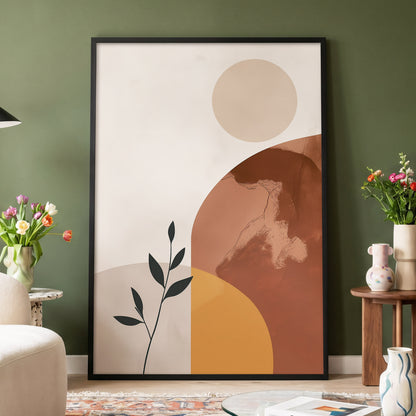 Terracotta Stillness, beige, brown, orange nature wall art displayed in a styled interior, gallery view 4