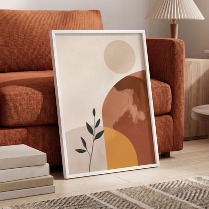 Terracotta Stillness, beige, brown, orange nature wall art displayed in a styled interior, gallery view 6