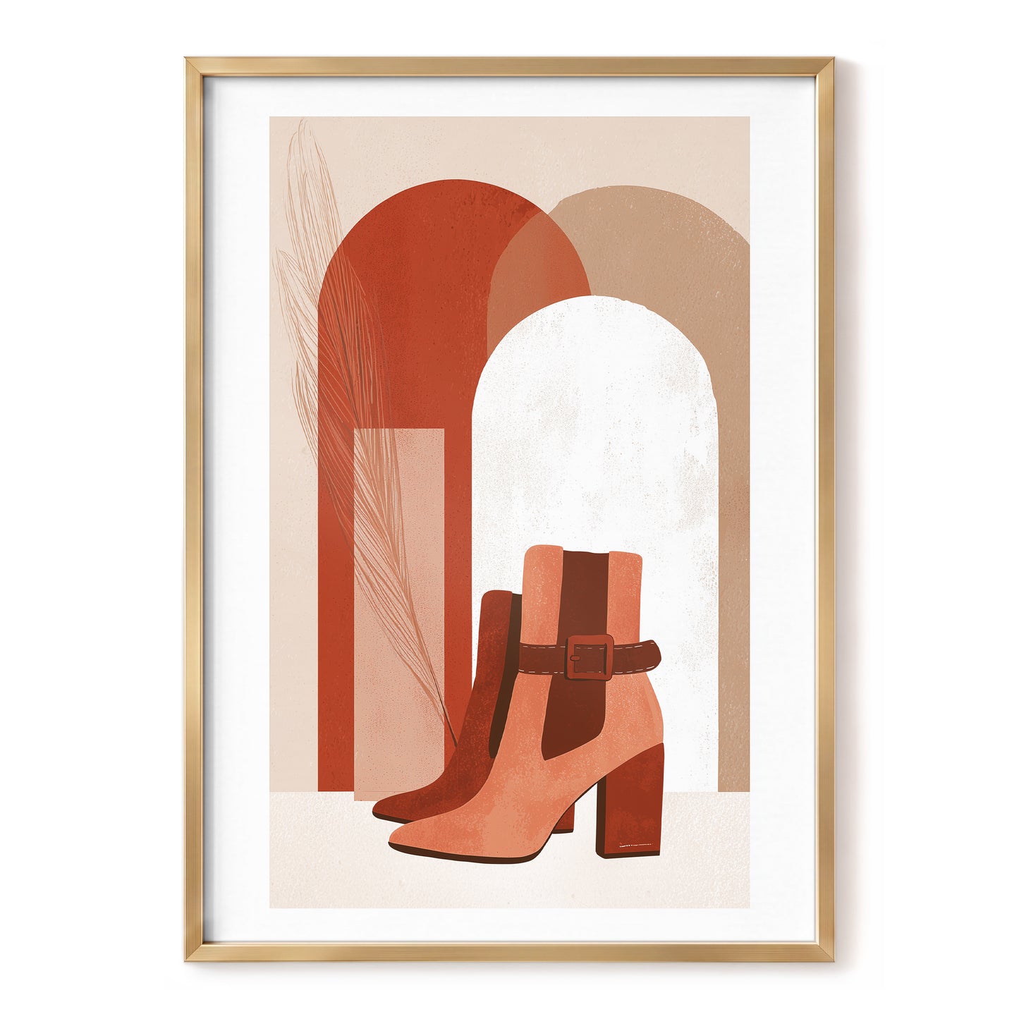 Terracotta Stride, beige, brown, orange minimalist wall art, front artwork view