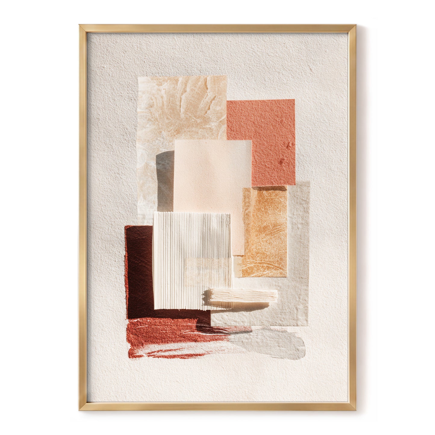 Terracotta Tactility, beige, white, orange abstract wall art, front artwork view