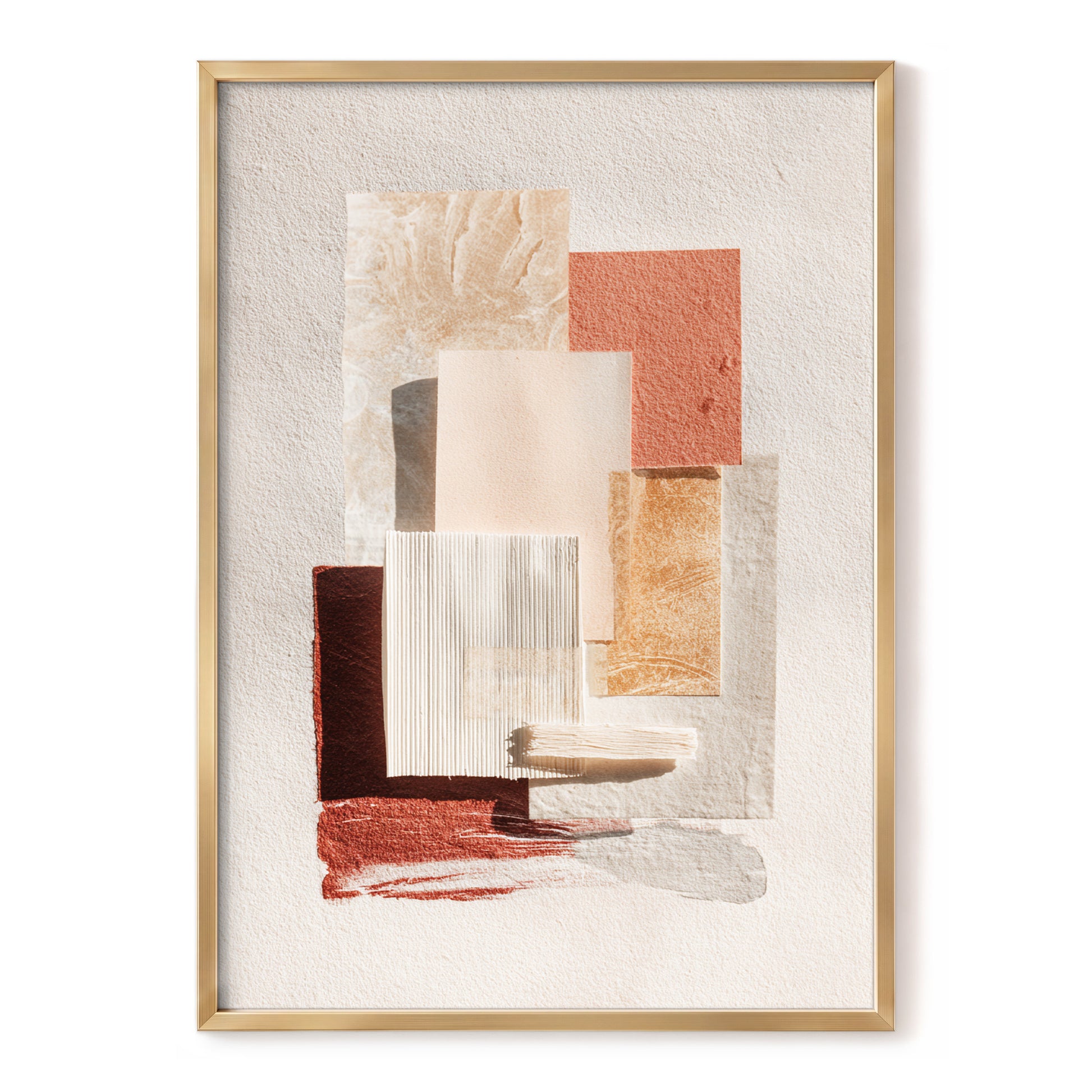 Terracotta Tactility, beige, white, orange abstract wall art, front artwork view