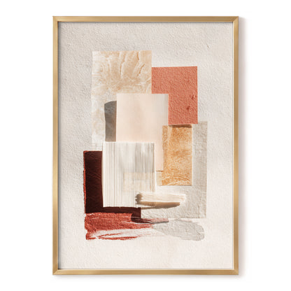 Terracotta Tactility, beige, white, orange abstract wall art, front artwork view