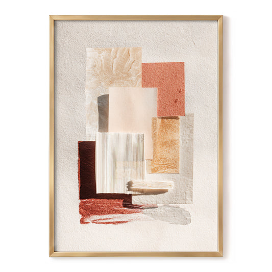 Terracotta Tactility, beige, white, orange abstract wall art, front artwork view