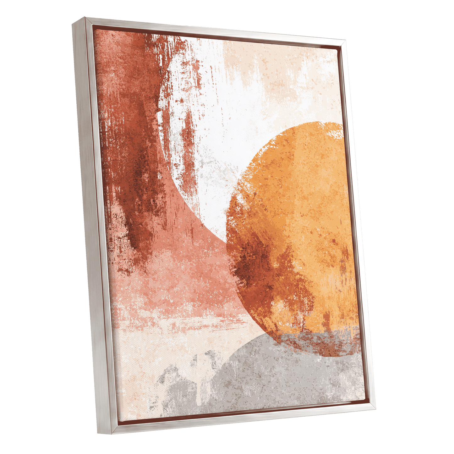Terracotta Tides – silver framed canvas option