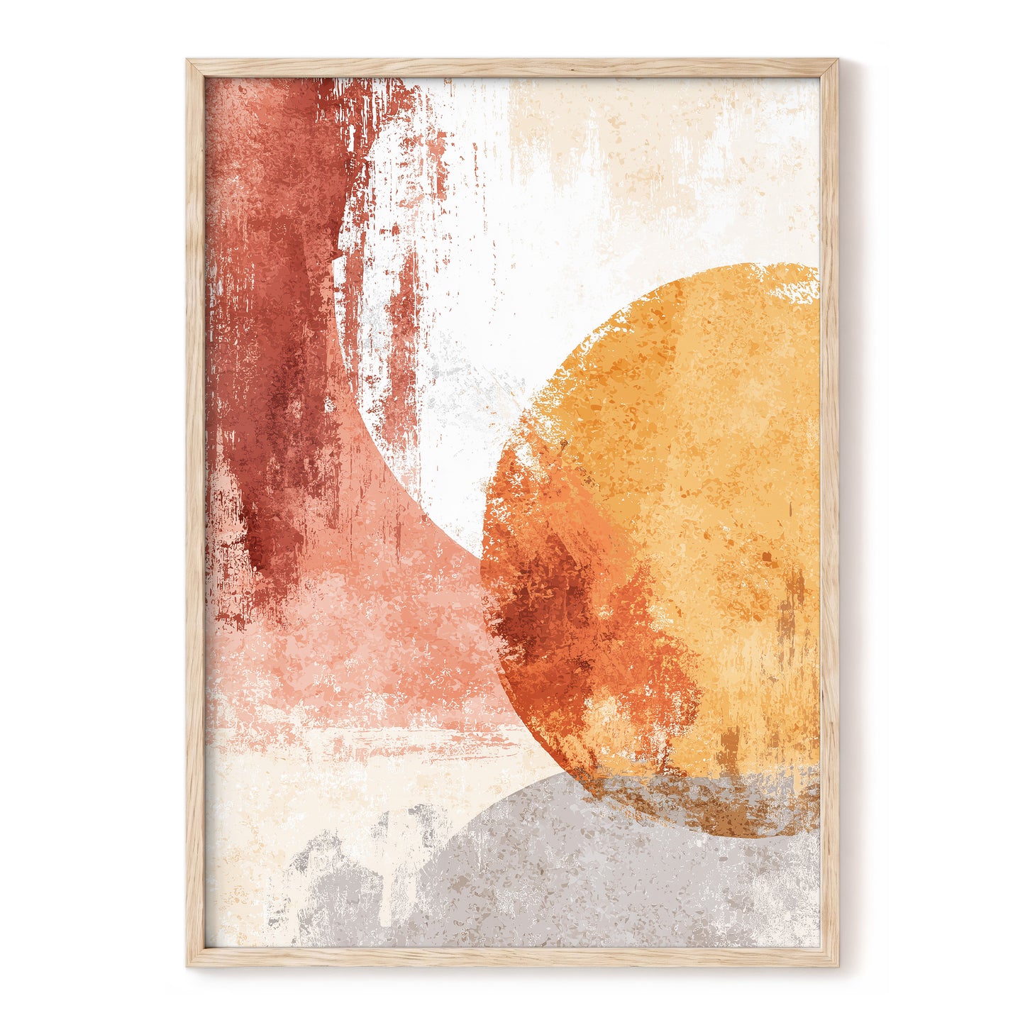 Terracotta Tides – orange, beige, pink abstract wall art, front view