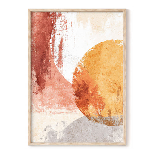 Terracotta Tides – orange, beige, pink abstract wall art, front view