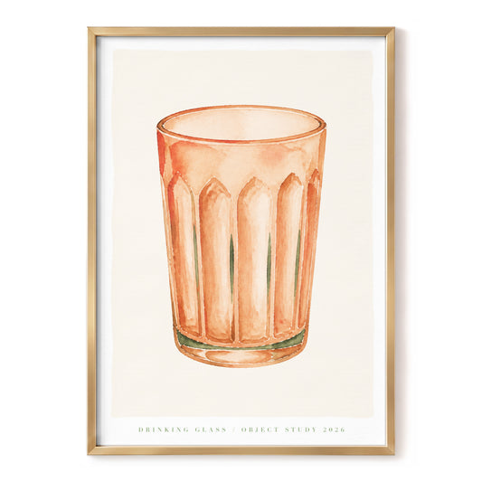 Terracotta Tumbler, orange, beige, green minimalist wall art, front artwork view