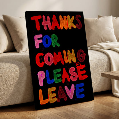Thanks, Now Please Leave, black, red, pink abstract wall art displayed in a styled interior, gallery view 7
