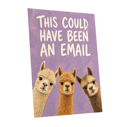 The Alpaca Email Club, purple, beige, brown nature wall art shown as a unframed poster wall art print