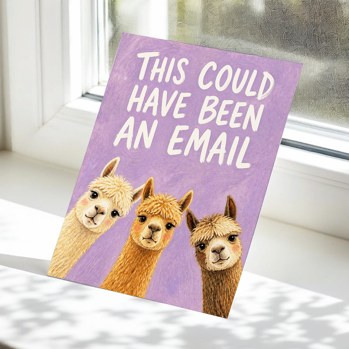 The Alpaca Email Club, purple, beige, brown nature wall art displayed in a styled interior, gallery view 5
