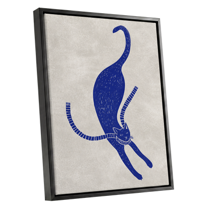 The Blue Stretch, blue, beige, white nature wall art shown as a black framed canvas wall art