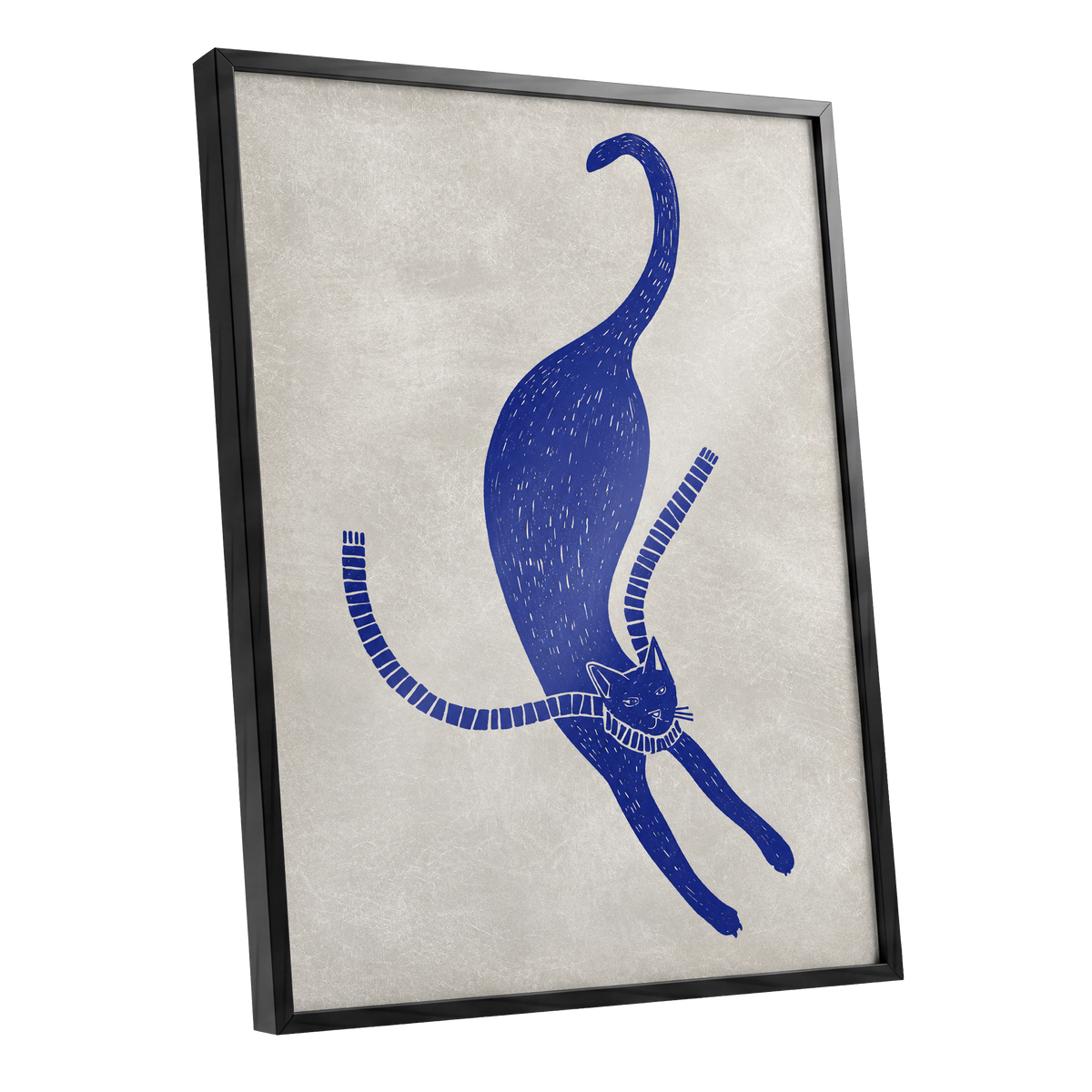 The Blue Stretch, blue, beige, white nature wall art shown as a black framed poster wall art print