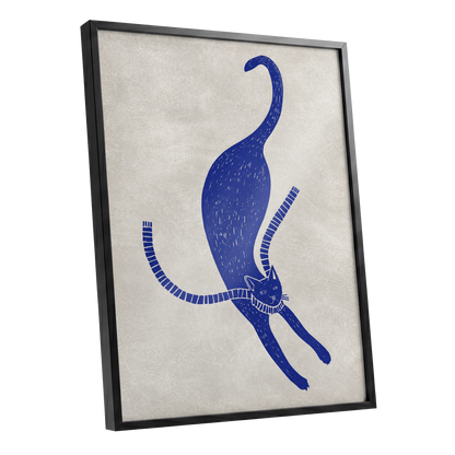 The Blue Stretch, blue, beige, white nature wall art shown as a black framed poster wall art print