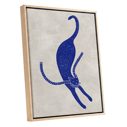 The Blue Stretch, blue, beige, white nature wall art shown as a oak framed canvas wall art