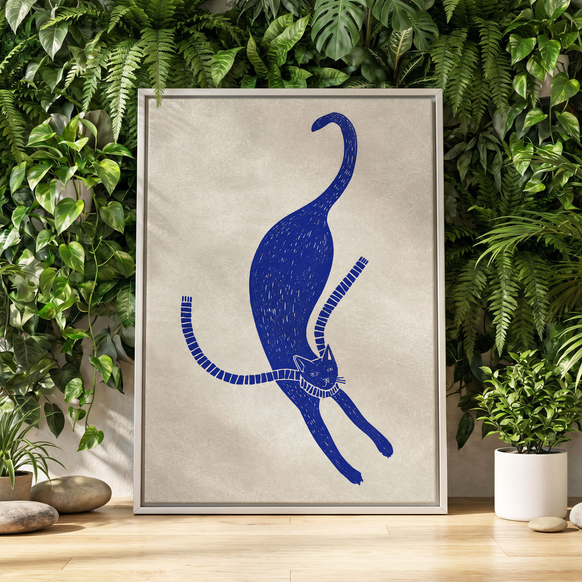 The Blue Stretch, blue, beige, white nature wall art displayed in a styled interior, gallery view 4