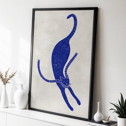 The Blue Stretch, blue, beige, white nature wall art displayed in a styled interior, gallery view 6