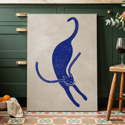 The Blue Stretch, blue, beige, white nature wall art displayed in a styled interior, gallery view 7