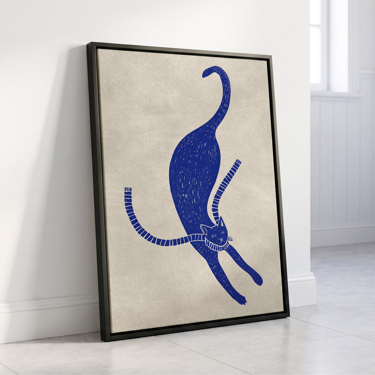 The Blue Stretch, blue, beige, white nature wall art displayed in a styled interior, gallery view 8