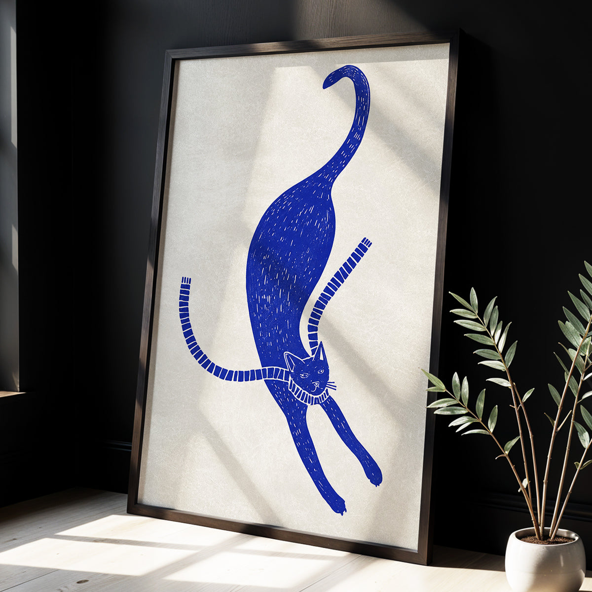 The Blue Stretch, blue, beige, white nature wall art displayed in a styled interior, gallery view 9
