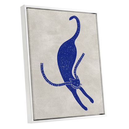 The Blue Stretch, blue, beige, white nature wall art shown as a white framed canvas wall art