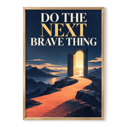 The Brave Horizon, blue, orange, beige abstract wall art, front artwork view