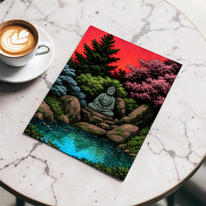The Crimson Sanctuary, black, green, red nature wall art displayed in a styled interior, gallery view 5