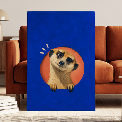 The Curious Lookout, blue, orange, beige nature wall art displayed in a styled interior, gallery view 3