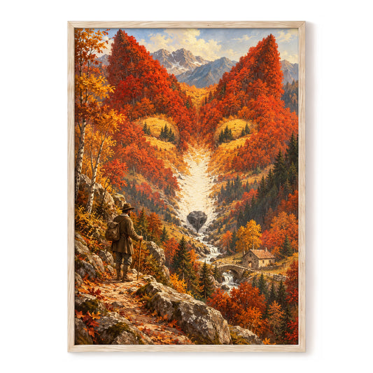 The Ember Valley, orange, gold, brown nature wall art, front artwork view
