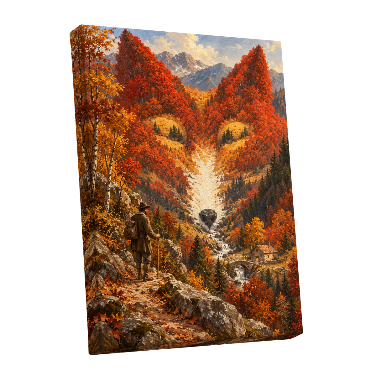The Ember Valley, orange, gold, brown nature wall art shown as a stretched canvas wall art
