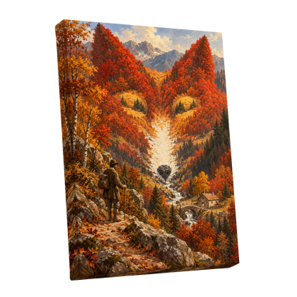 The Ember Valley, orange, gold, brown nature wall art shown as a stretched canvas wall art