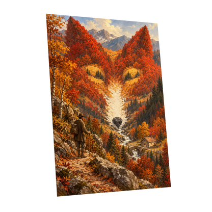 The Ember Valley, orange, gold, brown nature wall art shown as a unframed poster wall art print