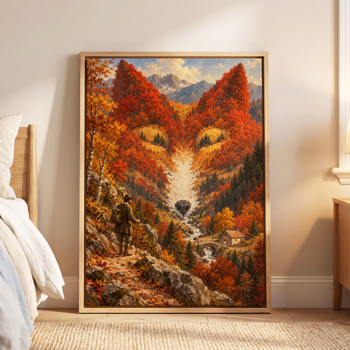 The Ember Valley, orange, gold, brown nature wall art displayed in a styled interior, gallery view 6