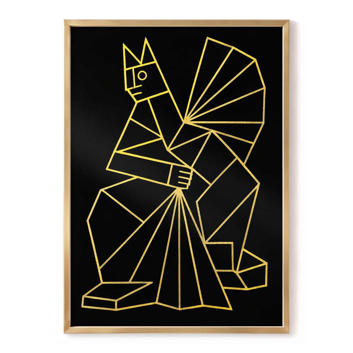 The Golden Construct, black, gold, yellow abstract wall art, front artwork view