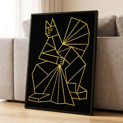 The Golden Construct, black, gold, yellow abstract wall art displayed in a styled interior, gallery view 8