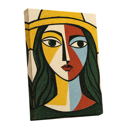 The Golden Gaze, yellow, green, black abstract wall art shown as a stretched canvas wall art