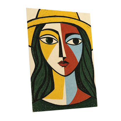 The Golden Gaze, yellow, green, black abstract wall art shown as a unframed poster wall art print