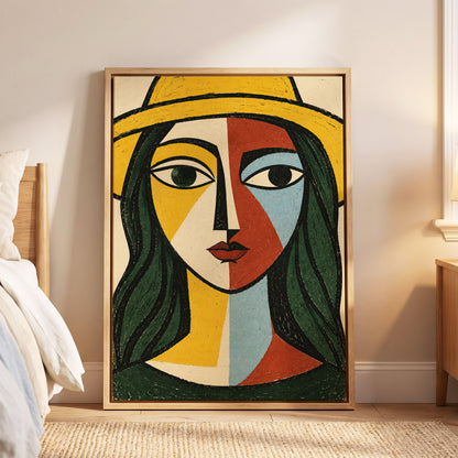 The Golden Gaze, yellow, green, black abstract wall art displayed in a styled interior, gallery view 5