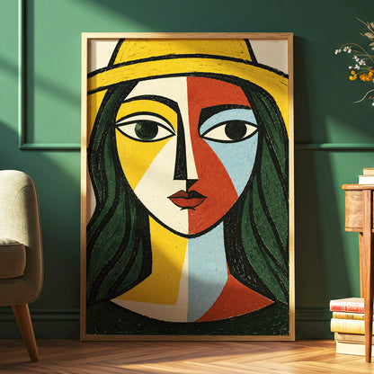 The Golden Gaze, yellow, green, black abstract wall art displayed in a styled interior, gallery view 6