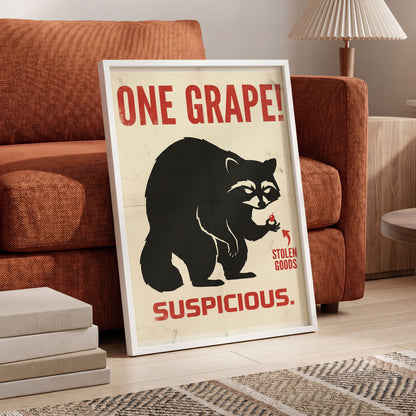 The Grape Suspect, black, beige, red nature wall art displayed in a styled interior, gallery view 6
