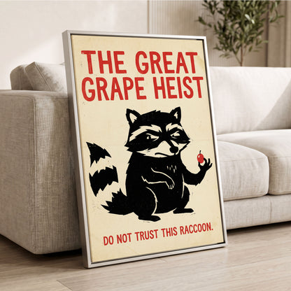 The Great Grape Heist, black, beige, red nature wall art displayed in a styled interior, gallery view 2